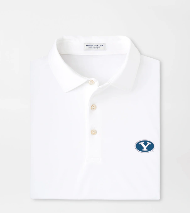 BYU Solid Performance Jersey Polo in White
