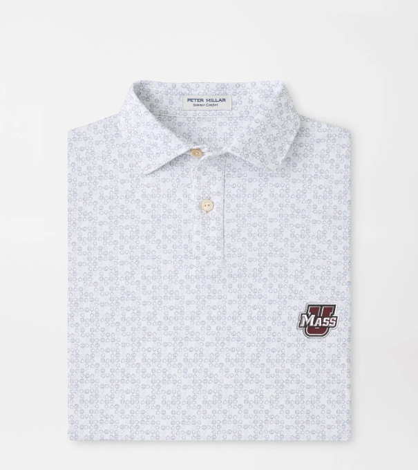 UMass Bases Loaded Youth Performance Jersey Polo in White