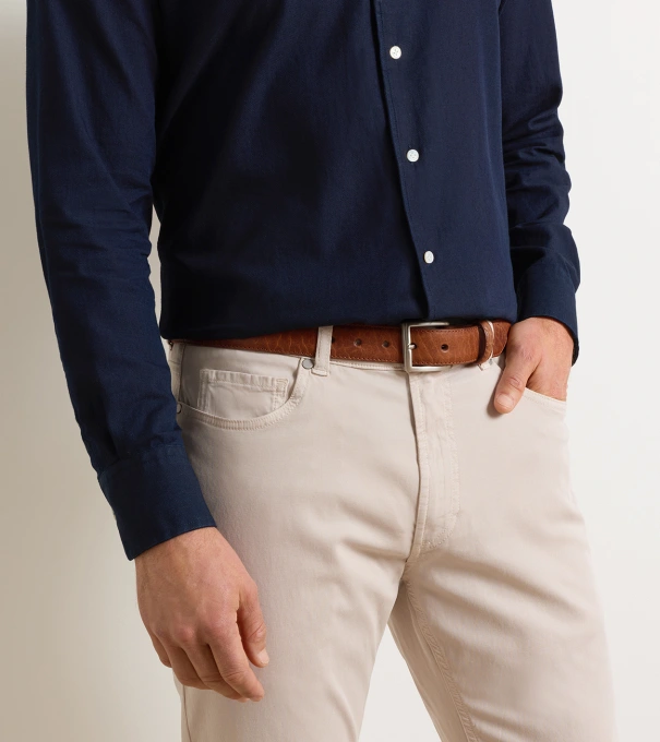 Pebbled Bison Belt in Cognac