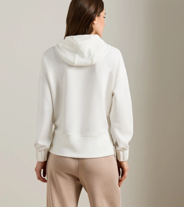 Flora Knit Hoodie in SOFT WHITE