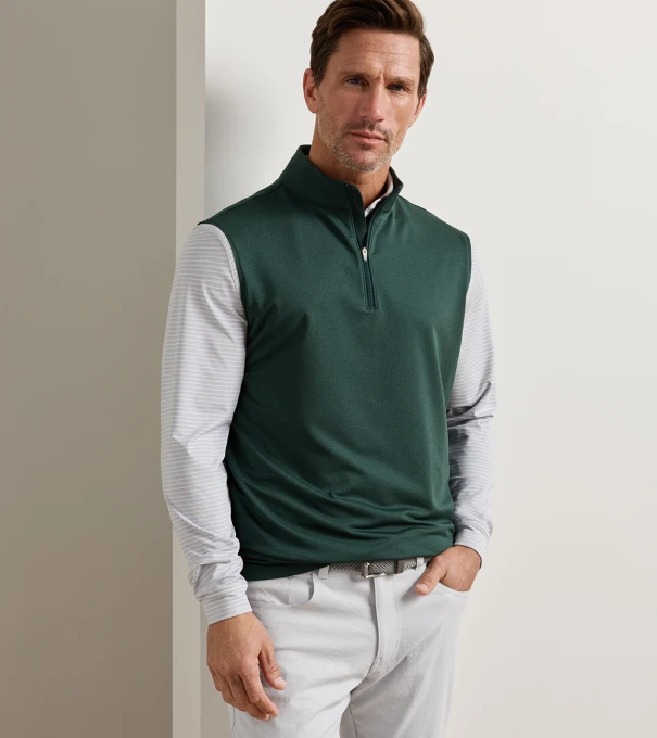 Galway Melange Performance Quarter-Zip Vest in PINE BROOK