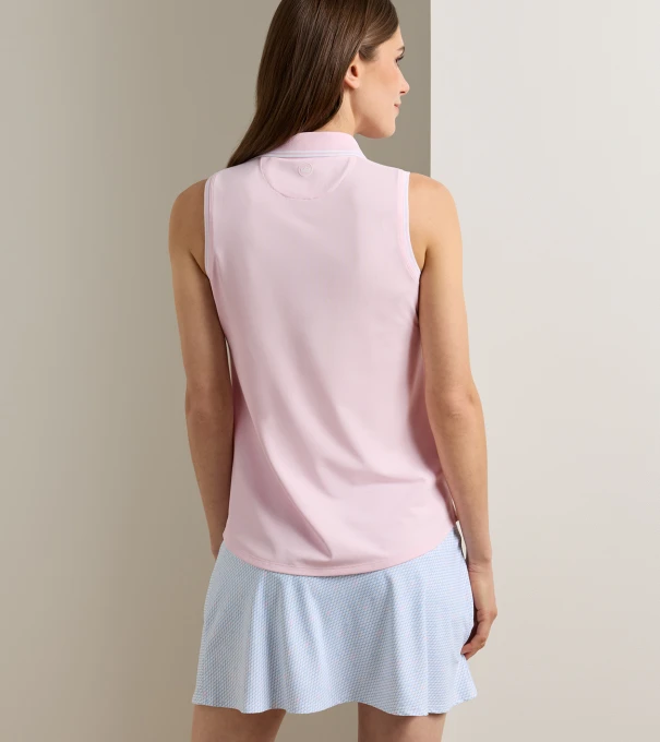 Canterbury Tipped Sport Mesh Sleeveless Polo in PEARL PINK/WHITE