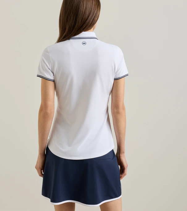 Canterbury Tipped Sport Mesh Short-Sleeve Polo in White/Navy