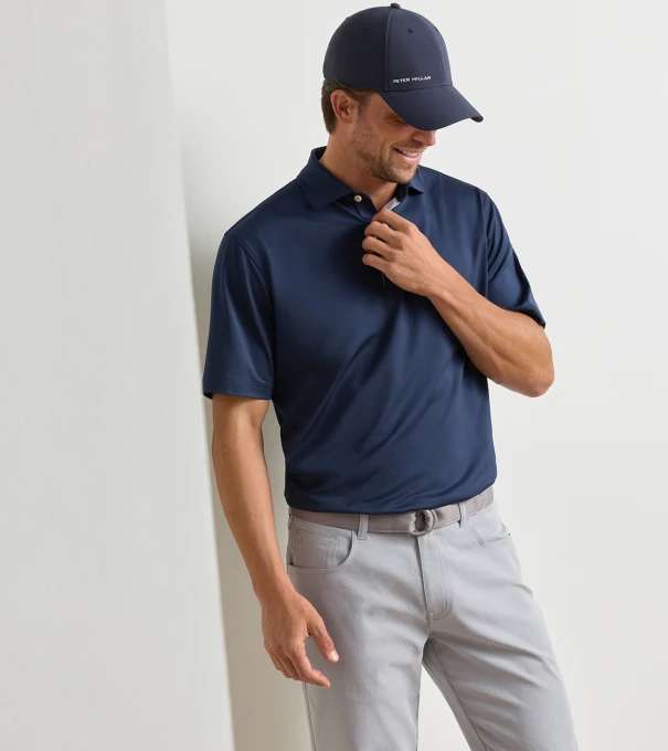 Solid Performance Jersey Polo in Navy