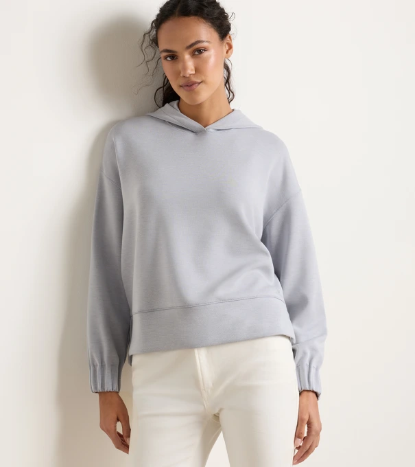 Flora Knit Melange Hoodie in Light Grey