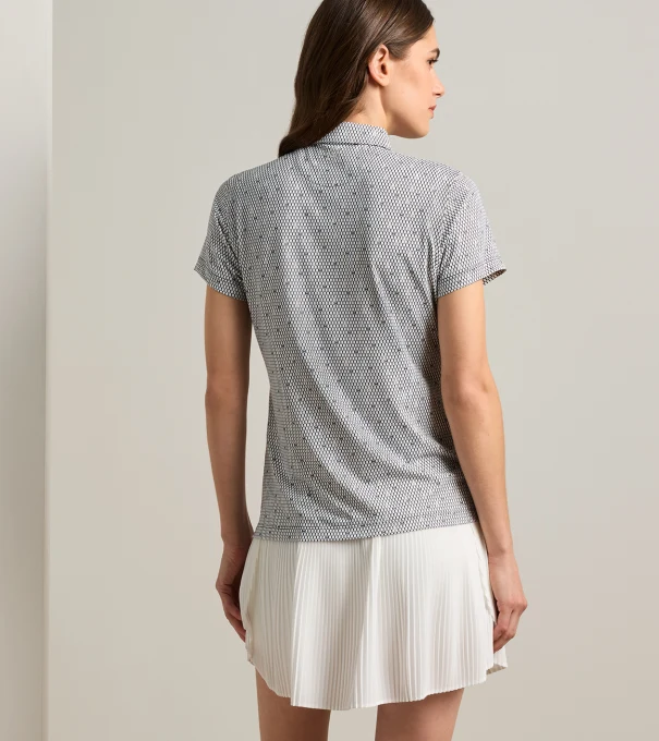 Courtside Charm Short-Sleeve Jersey Polo in Black