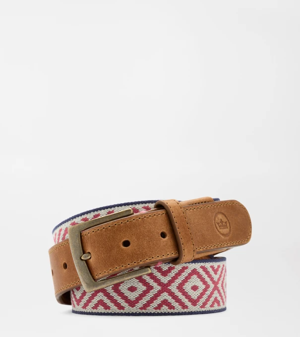 Peter Millar X Mobjak Woven Belt in CHILI RED / STONE