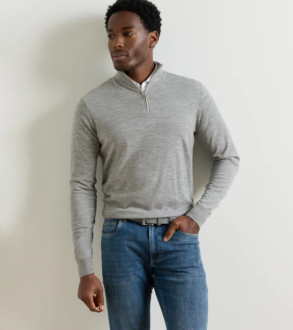 Excursionist Flex Quarter-Zip Jumper in Gale Grey
