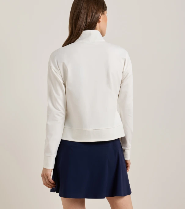 Coolspun Lite Cotton Quarter-Zip Pullover in SOFT WHITE / NAVY