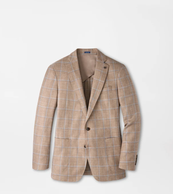 Bowen Windowpane Soft Jacket in NUTMEG