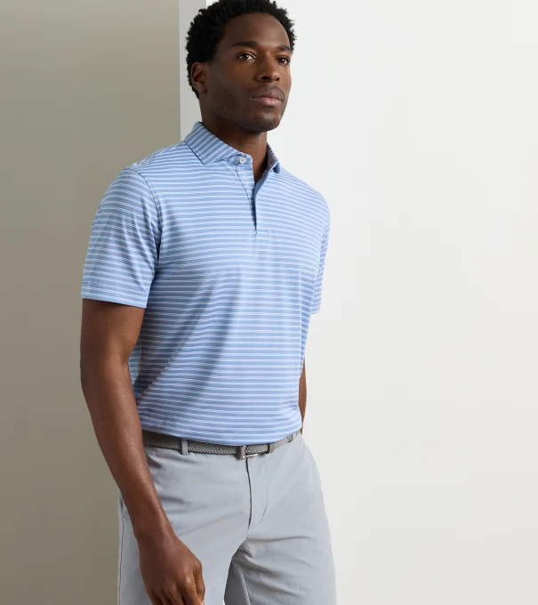 Beam Performance Mesh Polo in WINDY BLUE
