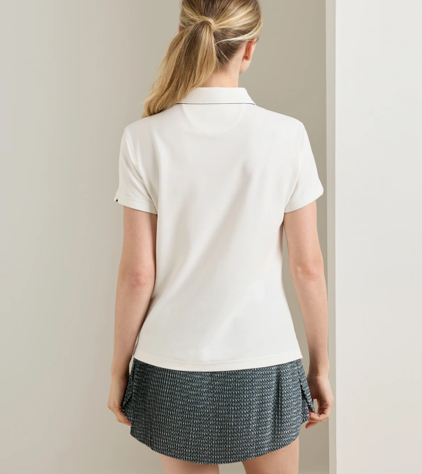 Coolspun Lite Cotton Piqu&eacute; Polo in SOFT WHITE / NAVY