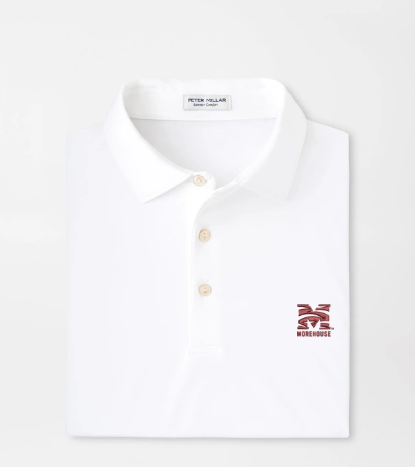 Morehouse College Solid Performance Jersey Polo in White