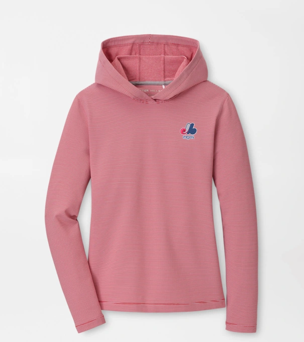 Cooperstown Montreal Expos Women's Pine Sugar Stripe Performance Hoodie in Red3