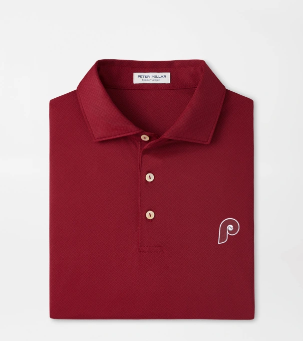 Cooperstown Philadelphia Phillies Hugo Performance Jersey Polo in Maroon2