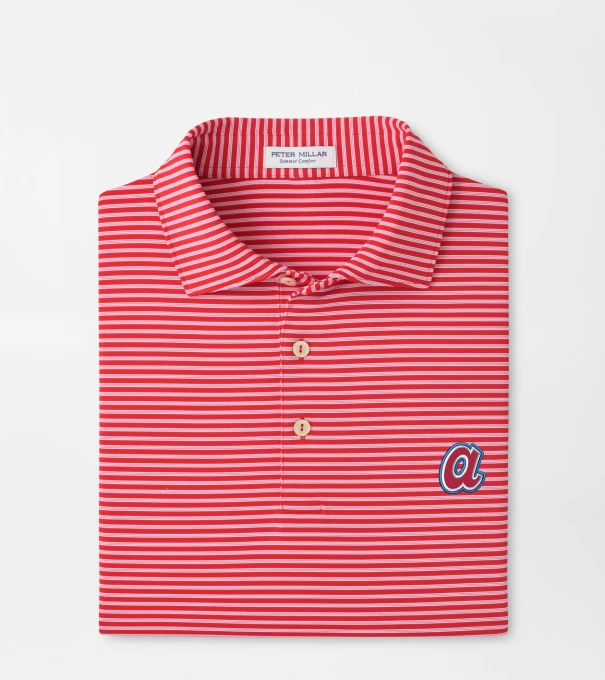 Cooperstown Atlanta Braves Tiebreaker Performance Jersey Stripe Polo in Red3