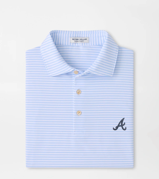 Atlanta Braves Tiebreaker Performance Jersey Stripe Polo in White