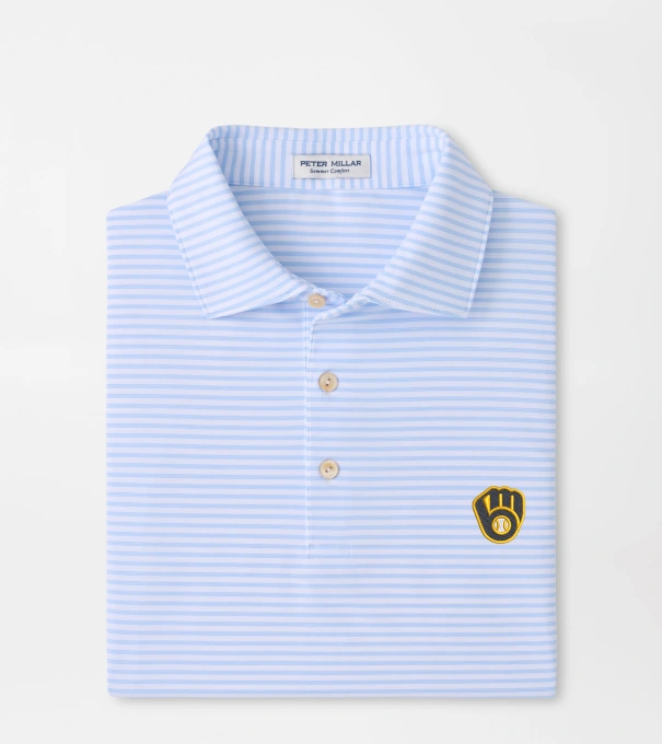 Milwaukee Brewers Tiebreaker Performance Jersey Stripe Polo in White