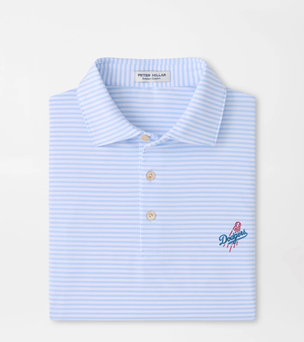 Cooperstown Los Angeles Dodgers Tiebreaker Performance Jersey Stripe Polo in White