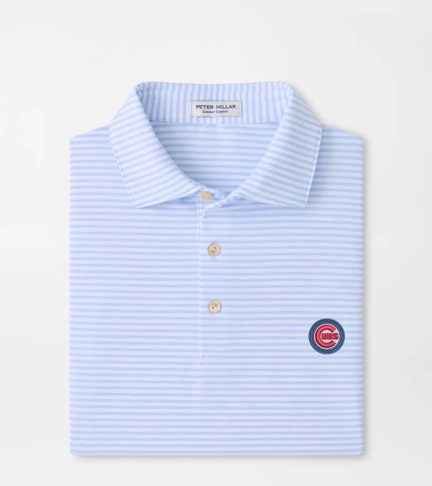 Chicago Cubs Tiebreaker Performance Jersey Stripe Polo in White