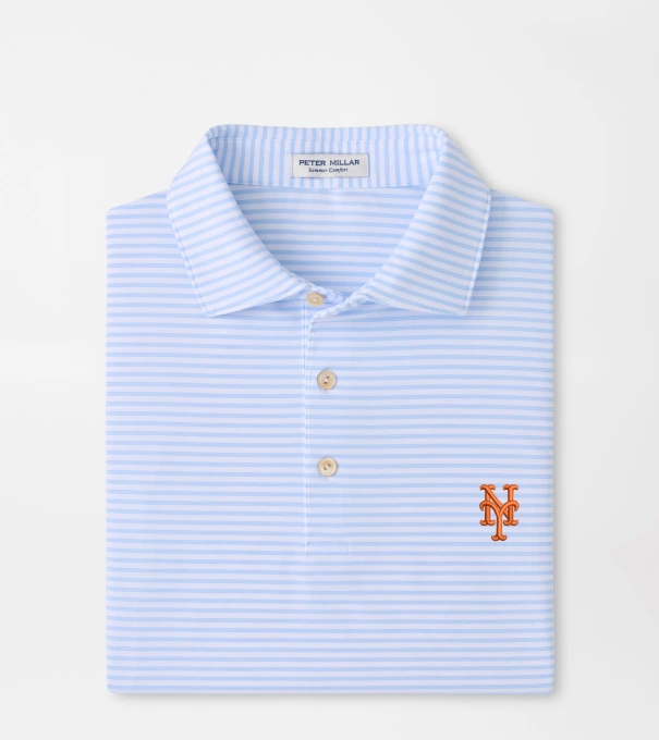 New York Mets Tiebreaker Performance Jersey Stripe Polo in White