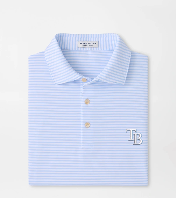 Tampa Bay Rays Tiebreaker Performance Jersey Stripe Polo in White