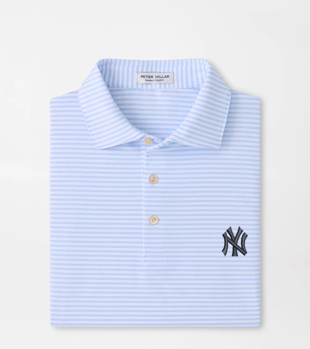 New York Yankees Tiebreaker Performance Jersey Stripe Polo in White
