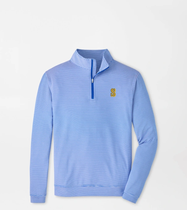 Cooperstown Seattle Mariners Perth Sugar Stripe Performance Quarter-Zip in Blue3/White