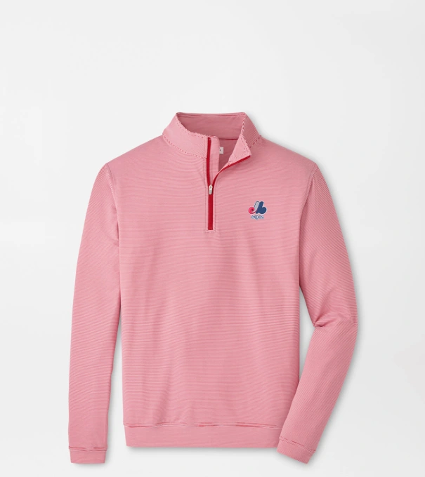 Cooperstown Montreal Expos Perth Sugar Stripe Performance Quarter-Zip in Red3/White