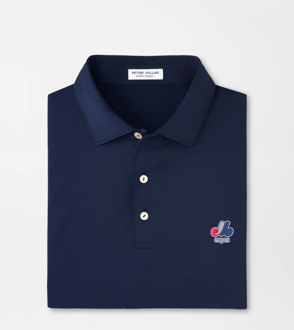Cooperstown Montreal Expos Solid Performance Jersey Polo in Navy