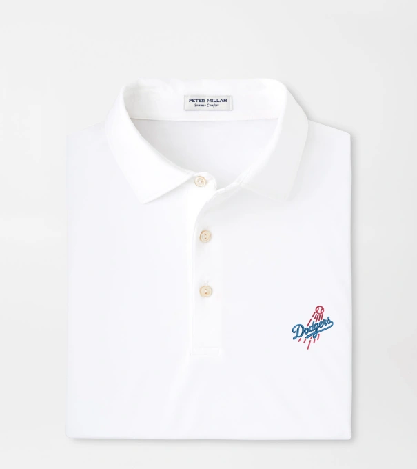 Cooperstown Los Angeles Dodgers Solid Performance Jersey Polo in White