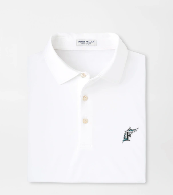 Cooperstown Miami Marlins Solid Performance Jersey Polo in White