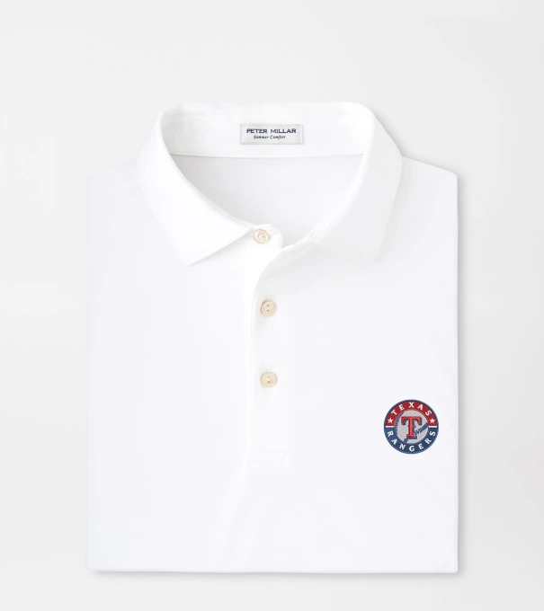 Cooperstown Texas Rangers Solid Performance Jersey Polo in White