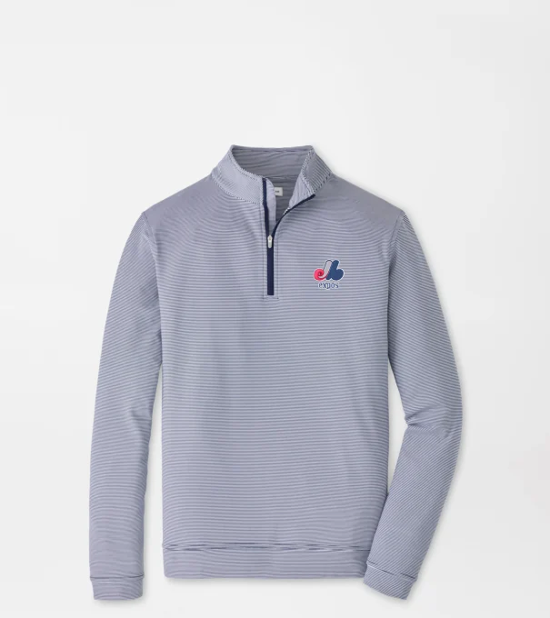 Cooperstown Montreal Expos Perth Sugar Stripe Performance Quarter-Zip in Navy/White