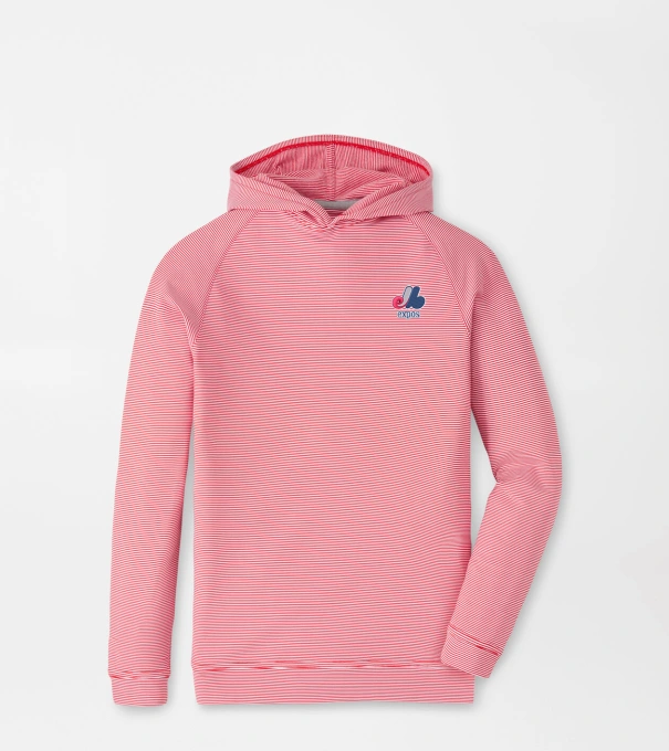 Cooperstown Montreal Expos Pine Youth Sugar Stripe Performance Hoodie in Red3