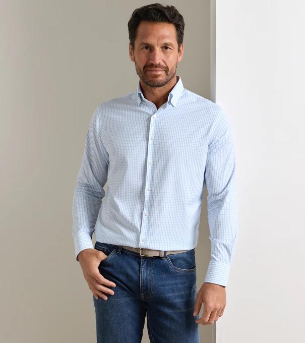 Hanford Performance Twill Sport Shirt in Cottage Blue