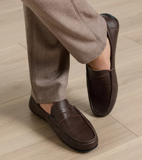 Suffolk Deerskin Leather Driver in Chocolate