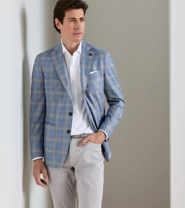 Joules Plaid Soft Jacket in WHITEHAVEN BLUE