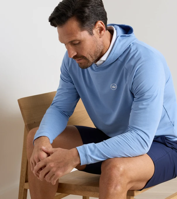 Crown Seal Pine Performance Hoodie in BLUEBIRD