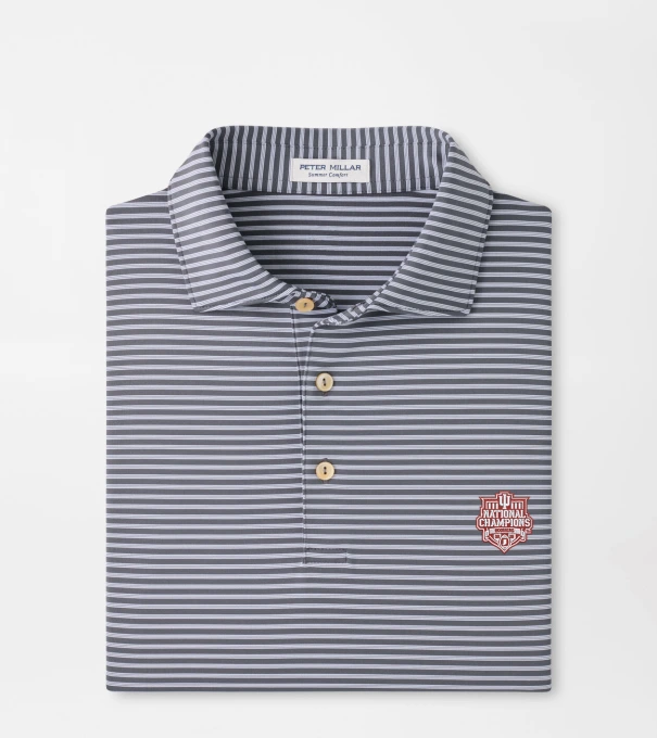 Indiana National Champions Tiebreaker Performance Jersey Stripe Polo in Iron