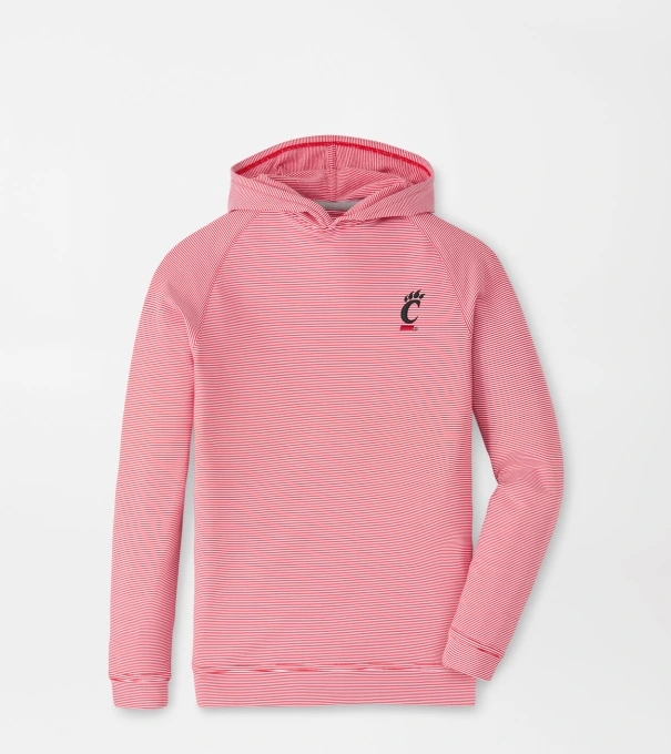 Cincinnati Pine Youth Sugar Stripe Performance Hoodie in Red3