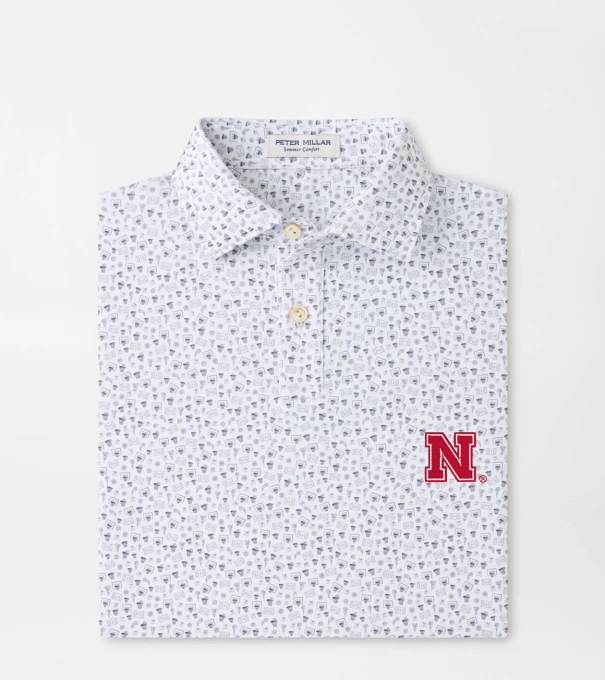 Nebraska Buzzer Beater Youth Performance Jersey Polo in White