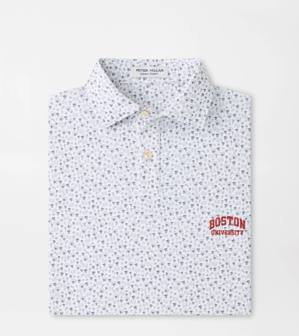 Boston University Buzzer Beater Youth Performance Jersey Polo in White
