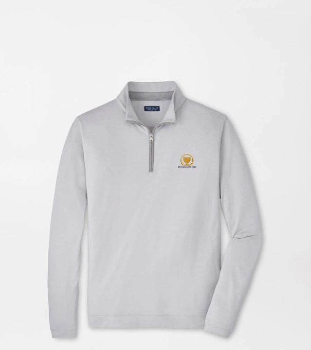 16th Presidents Cup Albatross Cotton-Blend Piqu&eacute; Quarter-Zip in Gale Grey