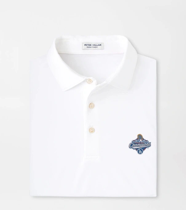 Los Angeles Dodgers World Series Solid Performance Jersey Polo in White