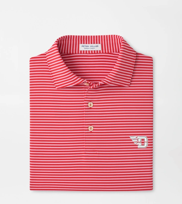 University of Dayton Tiebreaker Performance Jersey Stripe Polo in Red3