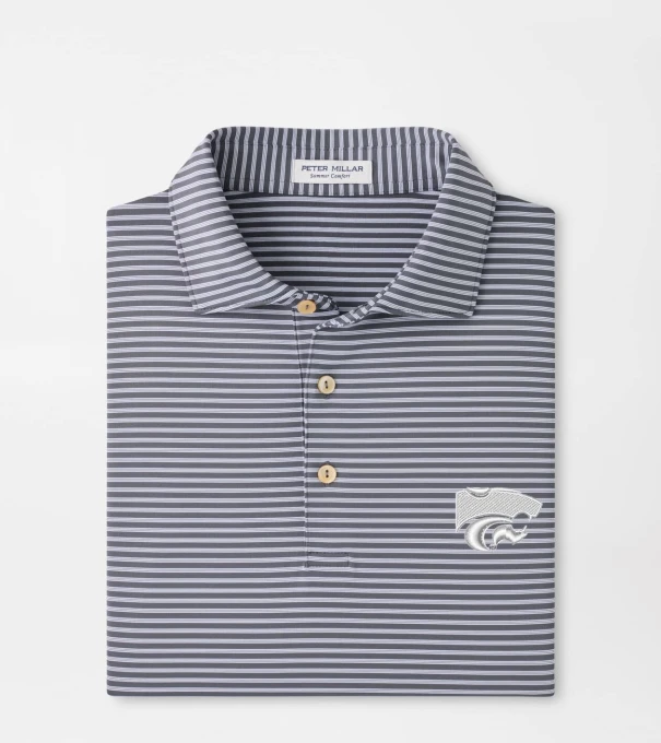 Kansas State Tiebreaker Performance Jersey Stripe Polo in Iron