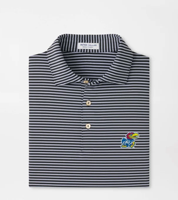 Kansas Tiebreaker Performance Jersey Stripe Polo in Black