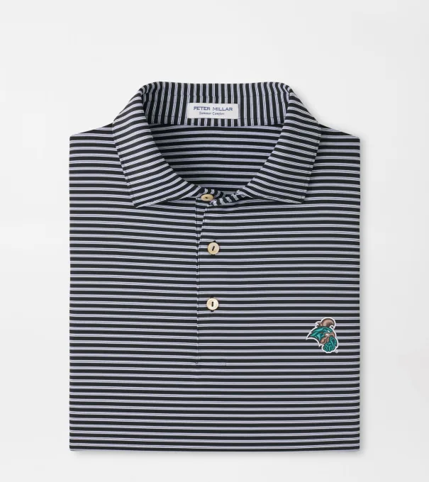 Coastal Carolina Tiebreaker Performance Jersey Stripe Polo in Black
