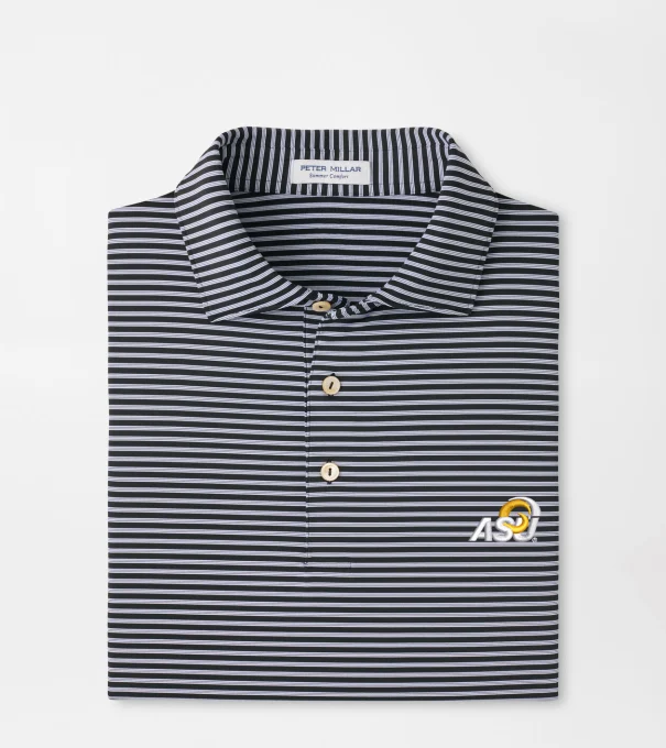 Angelo State University Tiebreaker Performance Jersey Stripe Polo in Black